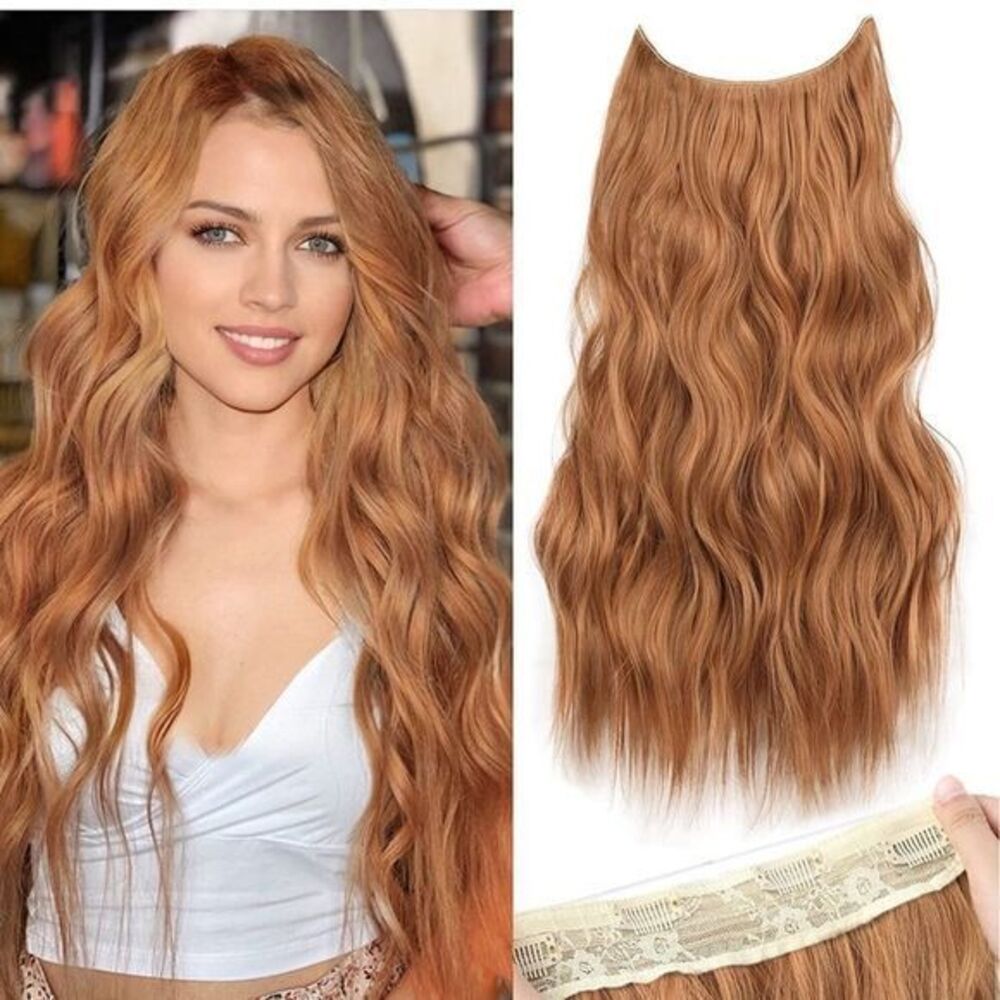 Invisible Wire Hair Extensions Adjustable Size 4 Secure Clips Long Wavy …